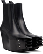 Rick Owens Black Temple Grilled Wedge Beatle Chelsea Boots