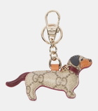 Gucci GG Canvas leather-trimmed keychain