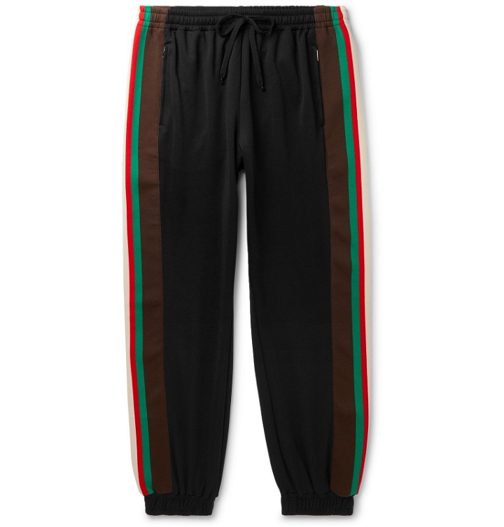 Photo: Gucci - Webbing-Trimmed Tech-Jersey Track Pants - Black