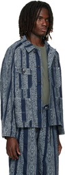 NEEDLES Navy Python Jacquard Short Denim Jacket