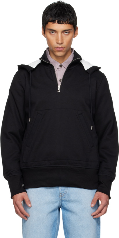 Photo: Dries Van Noten Black Half-Zip Hoodie