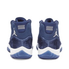 Air Jordan Men's 11 Retro W Sneakers in Midnight Navy/Silver/White