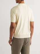 Altea - Embroidered Knitted Silk Polo Shirt - Neutrals