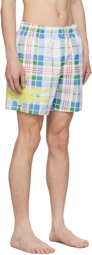 Lacoste Off-White Check Swim Shorts