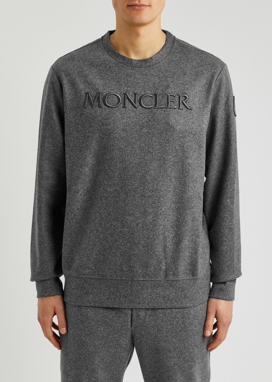 Moncler Logo-embroidered Wool-blend Sweatshirt Grey Moncler