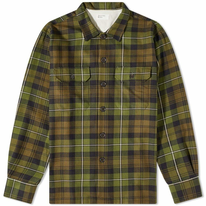 Photo: Universal Works Men's Moorland Check Utility Shirt in Olive