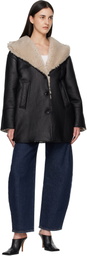ALAÏA Black Hooded Shearling Parka Jacket