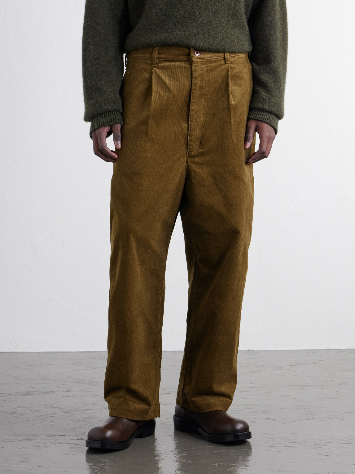 Junya Watanabe - Wide-Leg Pleated Garment-Washed Cotton-Blend Corduroy Trousers - Brown