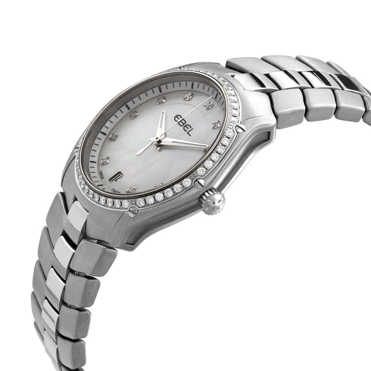 Ebel Classic Sport Mother of Pearl Dial Diamond Bezel Ladies Watch 1215987