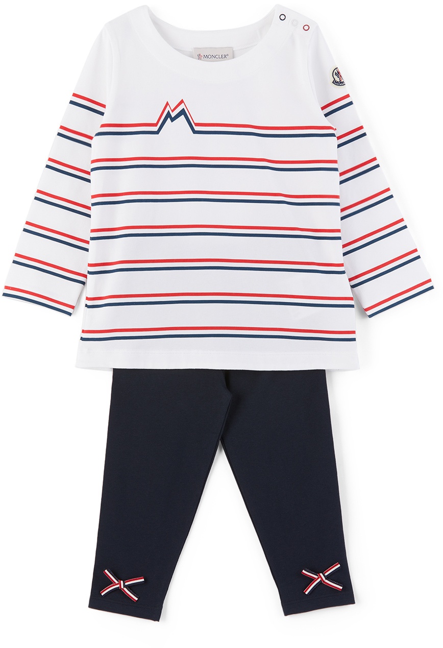 Photo: Moncler Enfant Baby White & Navy T-Shirt and Leggings Set