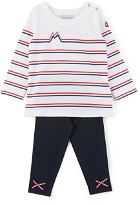 Moncler Enfant Baby White & Navy T-Shirt and Leggings Set