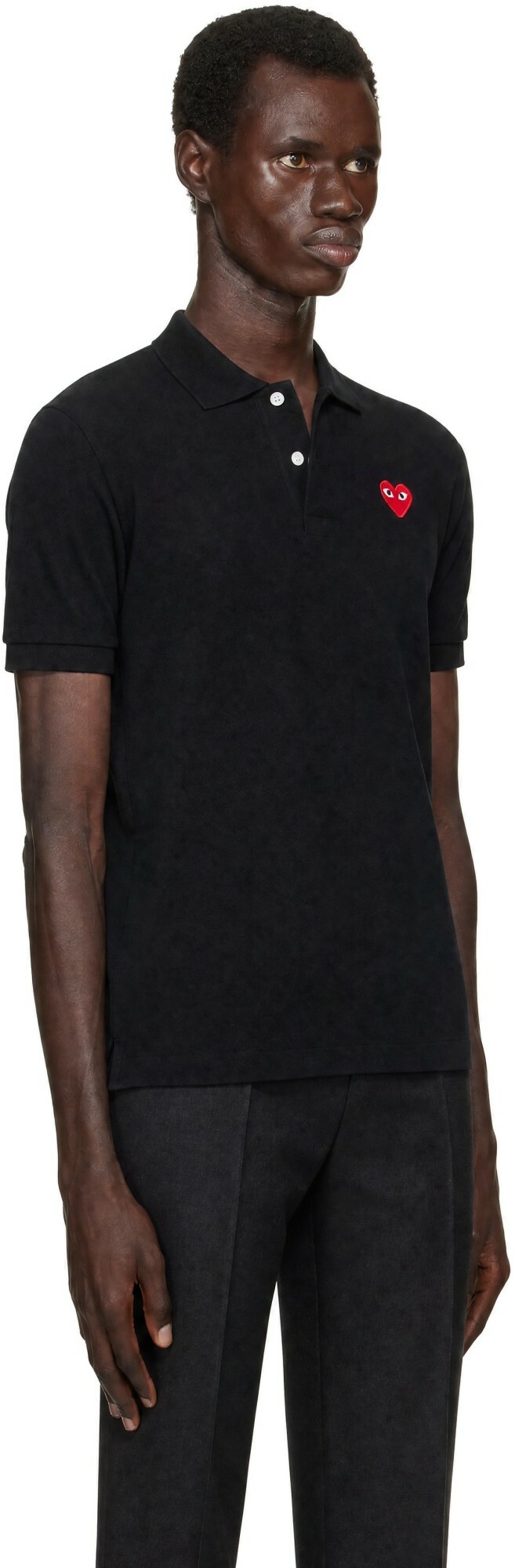 COMME des GARÇONS PLAY Black Emblem Red Heart Polo