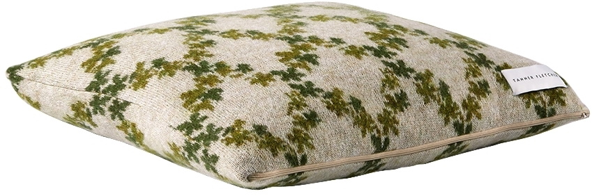 Tanner Fletcher Beige & Green Ivy Trellis Cushion