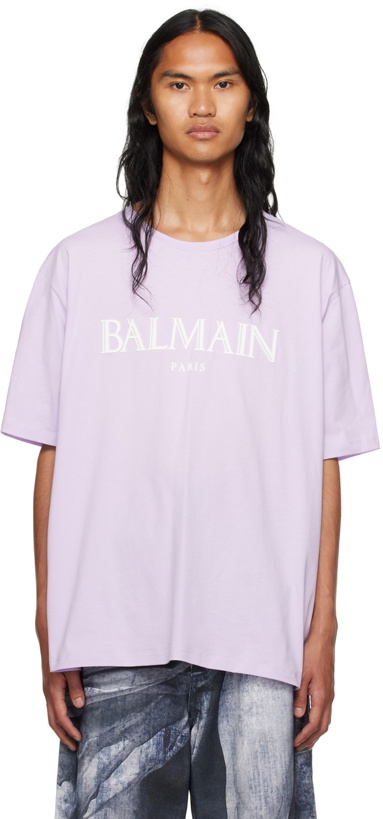 Photo: Balmain Purple Bonded T-Shirt
