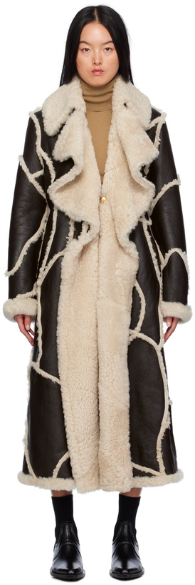 Photo: Chloé Black & White Patchwork Shearling Coat