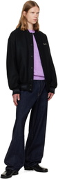 vowels Black Wool Varsity Bomber Jacket