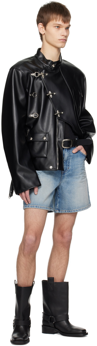 System Black Bold Leather Belt