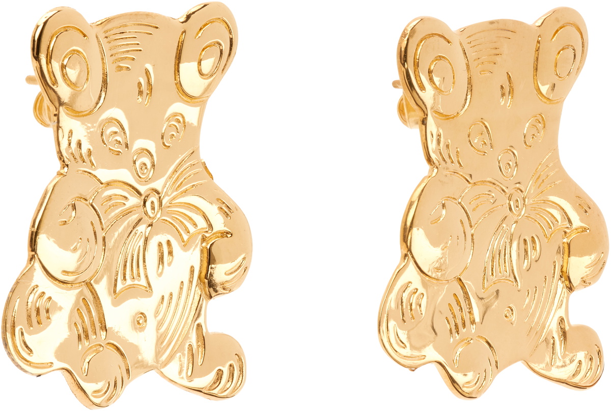 Chopova Lowena Teddy Gold Bear Stud Earrings