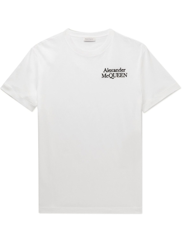 Photo: Alexander McQueen - Logo-Embroidered Cotton-Jersey T-Shirt - White