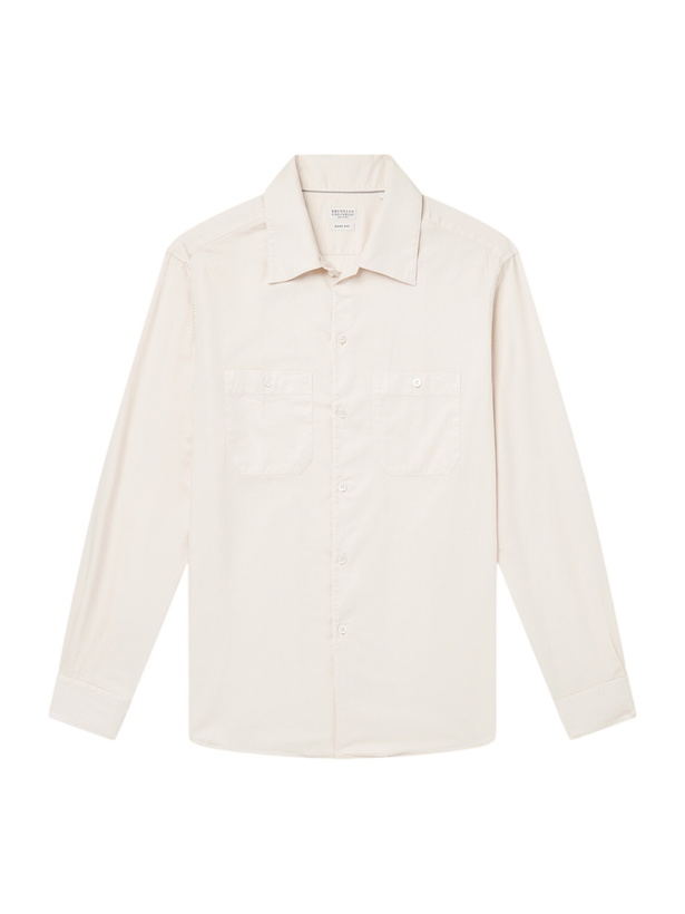 Photo: Brunello Cucinelli - Cotton-Poplin Shirt - Neutrals