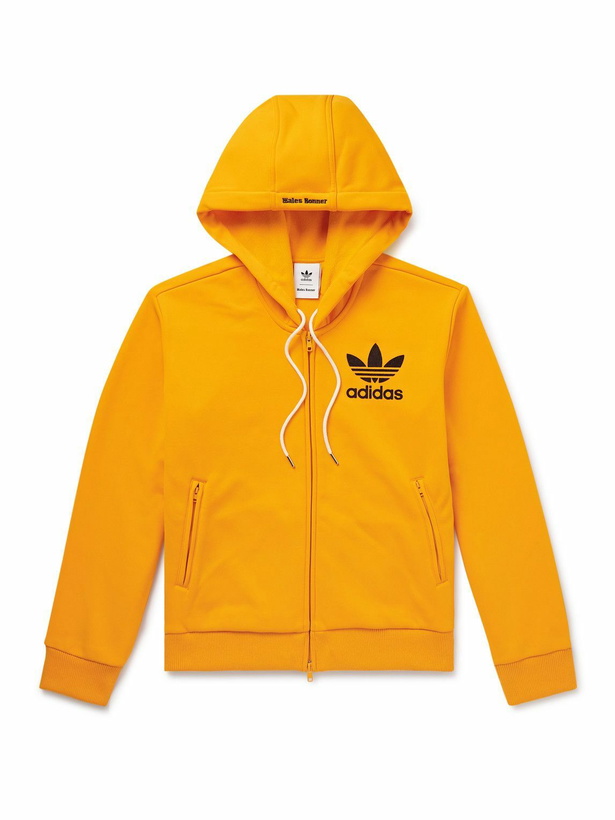Photo: adidas Originals - Wales Bonner Logo-Print Recycled-Jersey Zip-Up Hoodie - Orange