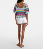 Ganni Lace-trimmed denim shorts