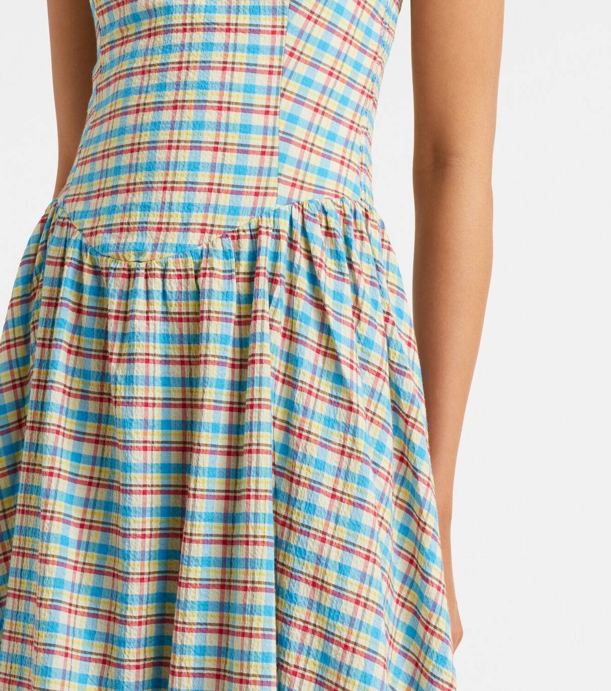 Faithfull Chiara checked cotton-blend midi dress