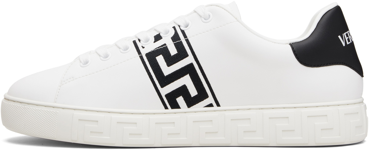Versace White Greca Embroidered Nylon Faux-Leather Sneakers