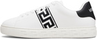 Versace White Greca Embroidered Nylon Faux-Leather Sneakers