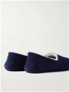 Mr P. - Shearling-Lined Suede Slippers - Blue