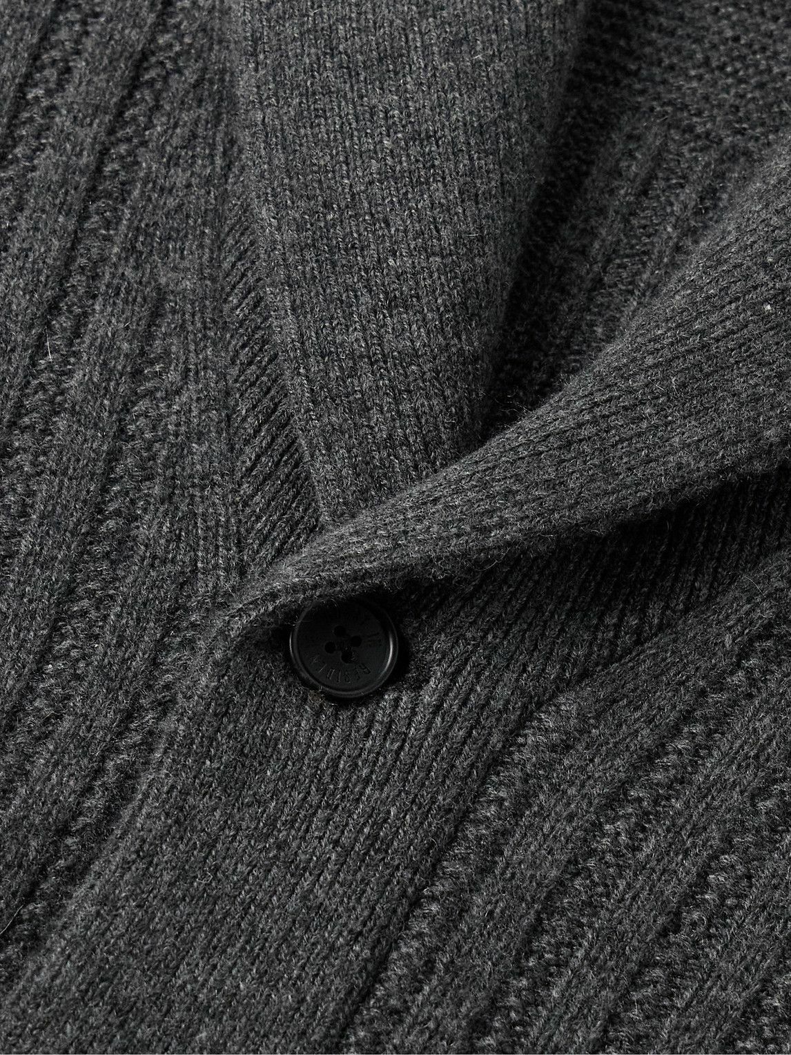 Guest In Residence - Shawl-Collar Ribbed Cashmere Cardigan - Gray