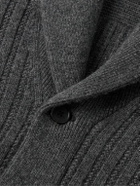 Guest In Residence - Shawl-Collar Ribbed Cashmere Cardigan - Gray
