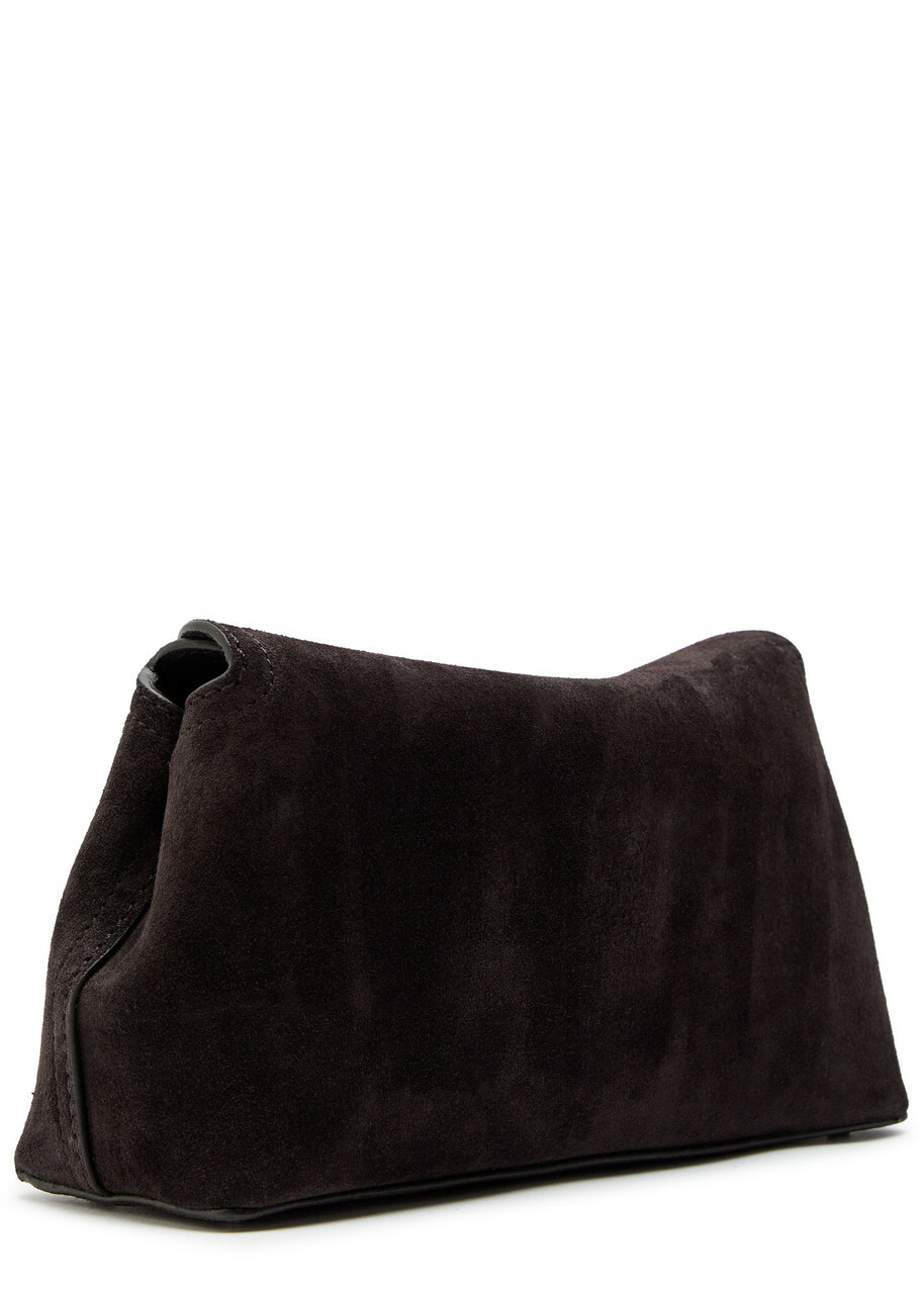 Toteme T-lock Suede Clutch - Dark Brown - One Size