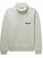 FEAR OF GOD ESSENTIALS - Logo-Flocked Cotton-Blend Jersey Mock-Neck Sweatshirt - Gray