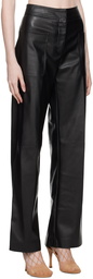 Stella McCartney Black Wide-Leg Faux-Leather Trousers