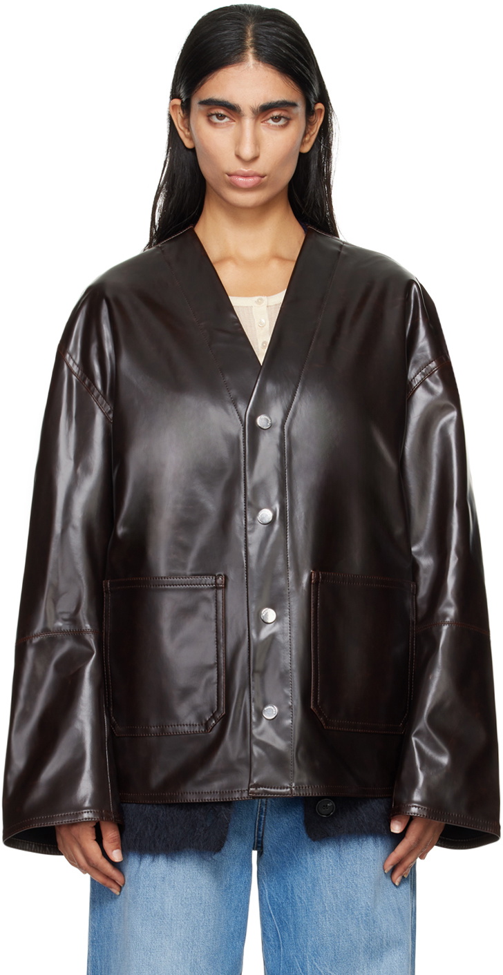 Nanushka Black Lilima Down Vegan Leather Jacket Nanushka
