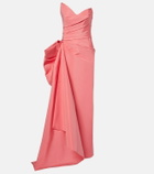 Monique Lhuillier Draped asymmetric silk bustier gown