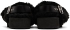 Dries Van Noten Black Fur Platform Sandals
