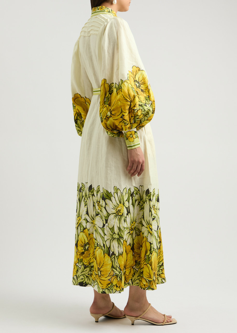 Alemais Gisela Floral-print Linen Maxi Shirt Dress Multicoloured ALMAIS