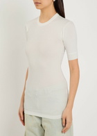 Calvin Klein Aubriella Ribbed Stretch-cotton T-shirt Off White