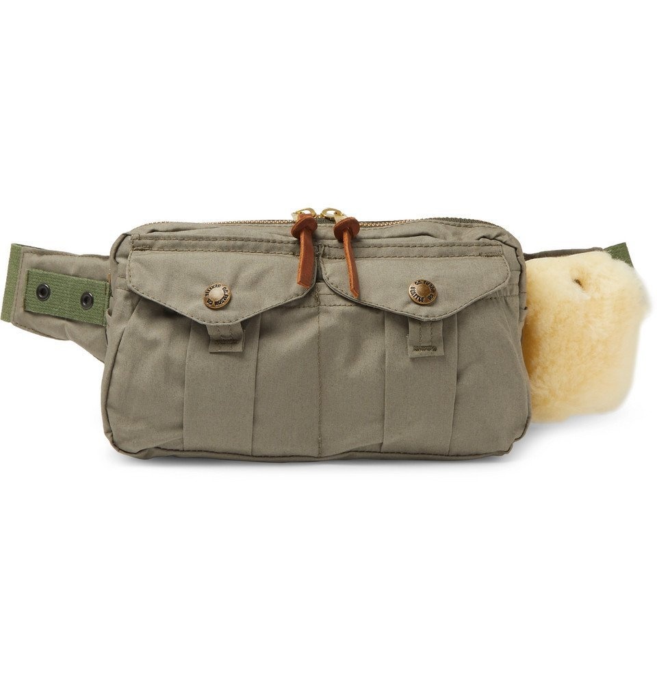Filson - Fishing Shearling-Trimmed Cotton-Canvas Belt Bag - Men - Green  Filson