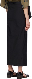 LEMAIRE Black Wrap Midi Skirt