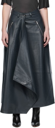 Nanushka Blue Neith Draped Vegan Leather Maxi Skirt