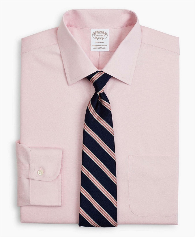 Photo: Brooks Brothers Men's Stretch Soho Extra-Slim-Fit Dress Shirt, Non-Iron Pinpoint Ainsley Collar | Pink