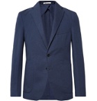 SALLE PRIVÉE - Navy Ross Slim-Fit Unstructured Cotton and Linen-Blend Suit Jacket - Blue
