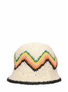CASABLANCA - Chevron Raffia Effect Crochet Hat