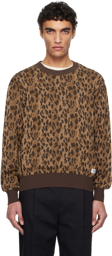 Photo: WACKO MARIA Brown Leopard Jacquard Knit Sweater