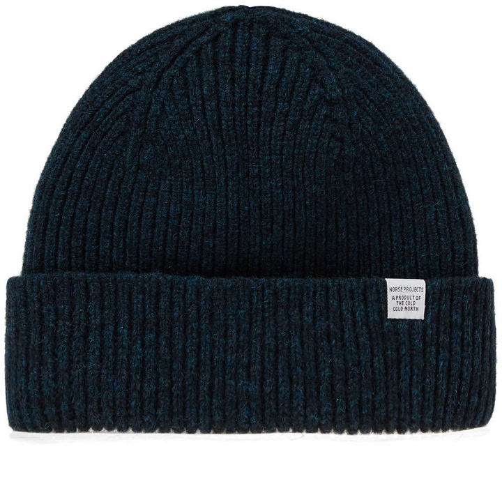 Photo: Norse Projects Norse Lambswool Beanie Blue
