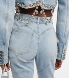 Area - Embellished cutout high-rise jeans