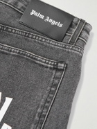 Palm Angels - Slim-Fit Logo-Print Jeans - Gray